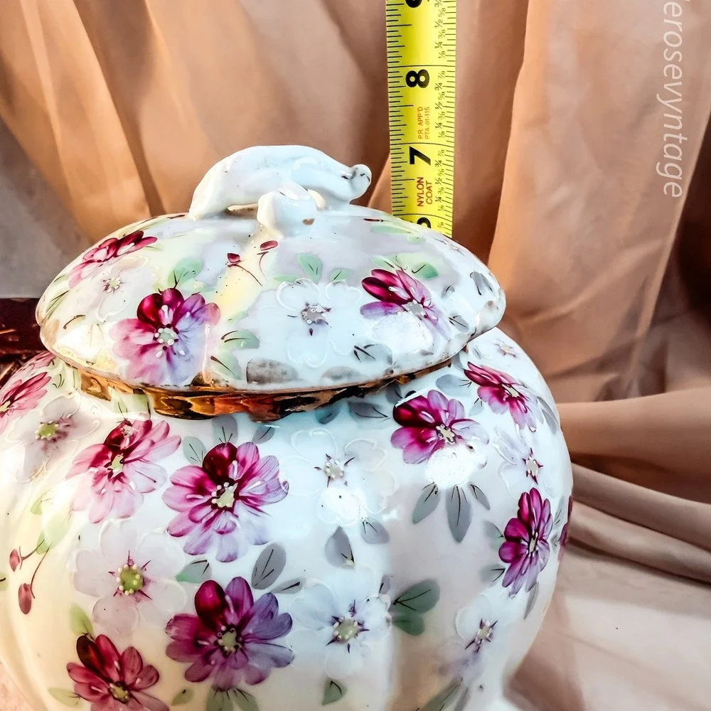 Floral‎ Antique Footed Cracker Jar